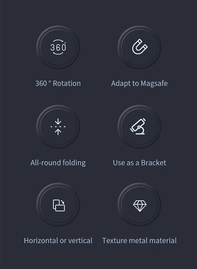 حامل هاتف ذكي مع حلقة مغناطيسية لتقنية MagSafe المغناطيسية ذات الجانبين. يعمل كقبضة هاتف قابلة للإزالة للصالات الرياضية مع مسند، ومتوافق مع سلسلة iPhone 16/15/14/13/12 وحوامل السيارات المغناطيسية - Image 2